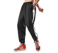 Men Pants With Side Buttons Placket Pants Stripe Sweatpants Jogger Sportswear Personality Side Buckle Split Casual Loose Basketball Training Trousers Sports Pants Elastic Rehab Pants,A,XL