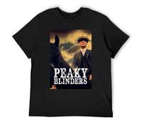 Men Peaky-Blinders Solid Color Casual Sports T-Shirt Black M