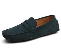Men Penny Loafers Slip On Canvas Deck Shoes Comfortable Wide Fit Driving Boat Shoes Green 10 UK