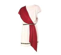 Men Performance Costume Roman Outfit Tunic Robe Cloak Belt Detail Polyester Drape Stage Garment Suitable for Theatrical Performances Cultural, XL, Adult Short