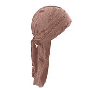 Men Pirate Long Tail Durag Skull Cap Cotton Breathable Headwrap Cycling Running Halloween Parties Hiphop Styling Vintage Ragged Bandana Design Khaki