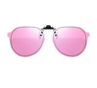 Men Polarized Lens Flip Up Clip on Sunglasses Women Driving Sun Glasses Clips night vision with glasses case,Pink
