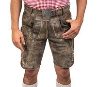 Men Premium Vintage Lederhosen Jakob - Masterpiece Series Schöneberger Trachten - Trachten Leather Pants incl. Belt (UK 34" (EU:52), Brown)
