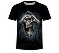 Men Print T-Shirt Men 3Ddigital Printing Trend Fake Two Clothes Short Men Sleeve Skull Print Streetwear Round Neck Men T-Shirt F-006 6XL