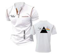 Men Printing Henley T-Shirt for Pi.n.k F.lo.yd Slim Fit Short Sleeve Tee Training Half Sleeve Soft Activewear Stand Collar Tee Top Clothes Cozy Polo Shirts-BaiS||s