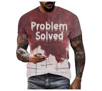 Men Problem Solved Shirt I'm Fine Bloody Shirt I'm Ok It's Not My Blood T-Shirt Bloody Problem Solved t Shirt It's Not My Blood Halloween Printed T-Shirt Funny Shirts Blood Stain Halloween Costume