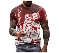Men Problem Solved T-Shirt Halloween I'm Fine Shirt Blood Halloween Men Bloody Tee Problem Solved Costume (Red #2, L)