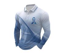 Men Prostate Cancer Awareness Month Blue Ribbon Long Sleeve Polo Shirt 2026 | Prostate Cancer Awareness Polo Shirts Men Long Sleeve T-Shirt Month Blue Ribbon Support Squad & Support Fighters Graphic Tees