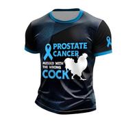 Men Prostate Cancer Awareness Shirts Blue Ribbon Short Sleeve Crewneck Tops | Men's Prostate Cancer Survivor Awareness Fighter Shirts Blue Ribbon Tshirt Vintage Gradient Color Short Sleeve Crewneck Tees