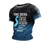 Men Prostate Cancer Awareness Shirts Blue Ribbon Short Sleeve Crewneck Tops | Men's Prostate Cancer Survivor Awareness Fighter Shirts Blue Ribbon Tshirt Vintage Gradient Color Short Sleeve Crewneck Tees