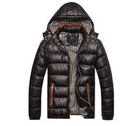 Men Puffer Jacket with Hood Ultra Lightweight Packable Quilted Hooded Bubble Down Jackets Winter Insulated Thick Outwear(Black,Large)