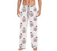 Men Pyjamas Set, Christmas Printed Sleepwear Trend Loose And Comfortable Sports Home Winter Foreign Trade Casual Pants (White, XXL)