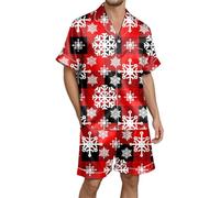 Men Pyjamas Set, Themed Sleepwear Cozy Holiday Outfit For Festive Nights And Relaxation At Home (Red, XL)