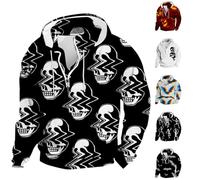 Men Quarter Zip Hoodie Cartoon Hoodies For Men Uk Halloween Print Sweatshirts Alien Skeleton Printed Jumpers Fleece Casual Pullovers Comfortable Warm Sweatshirt Drawstring Pullover Scary