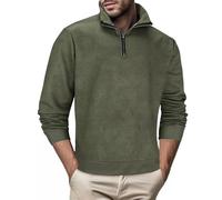 Men Quarter Zip Pullover 1/4 Zipper Fleece Sweatshirt Winter Stand Collar Sherpa Warm Sweaters Long Sleeve Shirt 2025 Suéter Hombre(Z12-Green1, XXL)