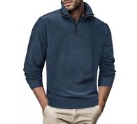 Men Quarter Zip Pullover 1/4 Zipper Fleece Sweatshirt Winter Stand Collar Sherpa Warm Sweaters Long Sleeve Shirt 2025 Suéter Con Capucha Para Hombre(Z12-Blue, XXXL)