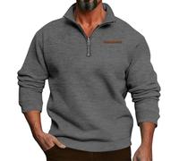 Men Quarter Zip Pullover 1/4 Zipper Sweaters with Pocket Stand Collar Fleece Thermal Sweatshirts Long Sleeve Shirts Sueter Hombre(Dark Gray, L)