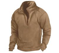 Men Quarter Zip Pullover Half 1/4 Zipper Sweatshirts Winter Fall Thin Fleece Polo Sweaters Long Sleeve Henley Shirts Sudaderas para Hombre(Khaki, XL)