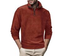Men Quarter Zip Pullover Tops 1/4 Zipper Fleece Sweatshirt Stand Collar Sweaters 2025 Solid Color Long Sleeve Shirts Suéteres Para El Frío De Hombre(Z12-Orange, XXXL)