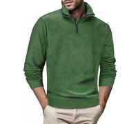 Men Quarter Zip Pullover Tops Winter Fall 1/4 Zipper Sweatshirt Stand Collar Sweaters Solid Color Long Sleeve Shirts Suéter Manga Larga Para Hombre(Z12-Green, L)