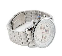 Men Quartz Watch with Calendar Moon Phase Day Date Month Sub Dials Stainless Steel Strap Water Resistant 30 Meters for Birthday Gift (Silver)