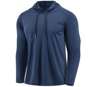 Men Quick Dry Fit Wicking Moisture Hoodie Shirts Pullover Sailing Swimming Gardening Golf Sweatshirt Navy Blue S