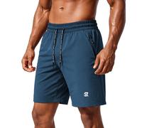 Men Quick Dry Sports Shorts with Multiple Zipper Pockets Breathable Sweat Wicking Laser Splicing Design Lightweight Stretch for Running Gym Training Outdoor Active Shorts Blue L