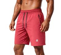Men Quick Dry Sports Shorts with Multiple Zipper Pockets Breathable Sweat Wicking Laser Splicing Design Lightweight Stretch for Running Gym Training Outdoor Active Shorts Pink L