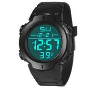 Men Referee Stopwatch Sport Football Digital Watch Soccer Game Timer Wristwatch Waterproof with LED Backlight Luminous Large Face Dial Date Week Functions Gifts for Training Running Outdoor Activities