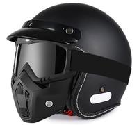 Men Retro 3/4 Motorcycle Half Helmets, DOT Approved Vintage Jet Motorcycle Helmet, Moped Helmet, Unisex Baseball Cap Helmets, Scooter Helmets with Goggles, Skull Cap Helmets 26,M=54-56cm