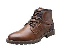 Men Retro Boots - Lace Up Leather Boots Men - Faux Leather Ankle Boot Zipper Closure Business Shoes Water Resistant Shoe Winter Warm Shoe Breathable Casual Walking Booties Work Office Shoe