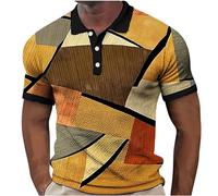 Men Retro Polo Shirts Classic Turn-Down Collar Short Sleeve Vintage Printed Polos Summer Golf Athletic Slim Fit Henley T Shirt Side Split Tops Business Work Casual Sport Polos Plus Size Polos M-4XL