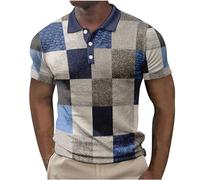 Men Retro Polo Shirts Classic Turn-Down Collar Short Sleeve Vintage Printed Polos Summer Golf Athletic Slim Fit Henley T Shirt Side Split Tops Business Work Casual Sport Polos Plus Size Polos M-4XL