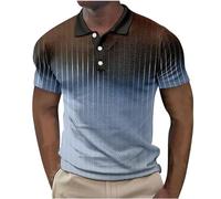 Men Retro Polo Shirts Classic Turn-Down Collar Short Sleeve Vintage Printed Polos Summer Golf Athletic Slim Fit Henley T Shirt Side Split Tops Business Work Casual Sport Polos Plus Size Polos M-4XL