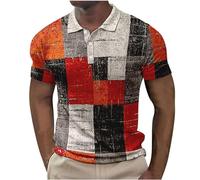 Men Retro Polo Shirts Classic Turn-Down Collar Short Sleeve Vintage Printed Polos Summer Golf Athletic Slim Fit Henley T Shirt Side Split Tops Business Work Casual Sport Polos Plus Size Polos M-4XL