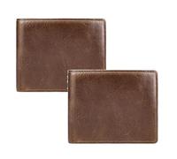 Men RFID Blocking Bifold Wallet Oil-Tanned Leather Wallet, Secure and Durable Extra Capacity Billfold with With 9 Card Slots ID Windows & 2 Pockets, Tight Stitching for Father Boyfriend (Brown, 2 Pcs)
