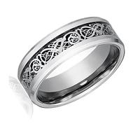 Men Ring - Dragon Scale Dragon Pattern Beveled Edges Celtic Rings Jewelry Wedding Band For Men Silver 11 Creative And Exquisite Workmanship Practical and Professional