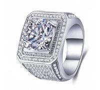 Men Ring Fashion Ring The New Domineering Men's Diamond Ring Full of Diamond Micro-Set Ring Diamond Engagement Band Charming Crystal Rings for Womens & Mens, US Code 7, Diamond