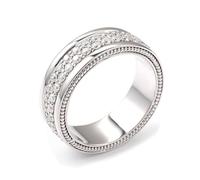 Men Rings Moissanite Wedding Bands for Women 14K White Gold Inlaid with Moissanite Size V 1/2 Popular for Gay Valentines Day Jewelry