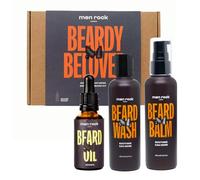 Men Rock Beard Kit with Beard Shampoo, Beard Balm & Beard Oil - Beard Grooming Kit for Men - Luxury Beard Growth Kit & Beard Care Kit for Men - Oak Moss Beard Moisturiser & Beard Softener Gift Set
