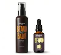 Men Rock Beard Oil and Balm Set for Men - Soothing Oak Moss Beard Balm & Rosemary Beard Oil with Vitamin E, Grapeseed & Cedarwood, Beard Balm and Oil Kit, 100 ml + 30 ml