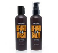 Men Rock Oak Moss Beard Care Bundle - Soothing Leave-In Beard Balm & Hydrating Beard Wash, Softens & Conditions, Reduces Itch & Dandruff, 2 × 100 ml