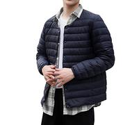 Men Round Neck Packable Ultra Light Weight Short Down Jacket Mens Dress Coats Wool (Navy, L) for Men Stylish Winter Overcoats Overcoats