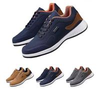 Men Running Shoes Waterproof - Lightweight Sneakers for Men Non Slip Work Trainers Wide Fit Walking Footwear Faux Leather Soft Sole Trainers Casual Athletic Sneakers Memory Foam Shoes Grey