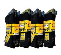 Men’s 12 PK Heavy Duty WorkWear Socks Improved Quality And Fit (6-11 UK,Black)