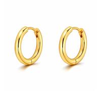 Men’s 15mm Gold Hoop Earring - 925 Sterling Silver with 18k Gold Plating - Medium Chunky Huggie Hoop for Men - Single