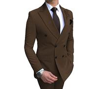 Men?s 2 Piece Suit Blazer Double Breasted Jacket Blazer and Pants Set Solid Wedding Dinner Dress Tux and Trousers (Dark Brown,4XL)