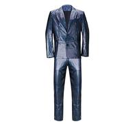 Men’s 2 Pieces Disco Costume Jacket Pants Outfit Set Adult 70s Shiny Metallic Sequin Halloween Cosplay Party Suit, Black, XL