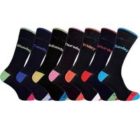 Men’s 7 Days Emoji Fun Colorful with Daily Designs Funny Novelty Heel and Toe Days of the Week Novelty Cotton Socks Daily Mood Socks for Monday to Sunday Size 6-11