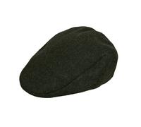 Men’s Abraham Moon Plain Tweed Flat Cap - Olive / M